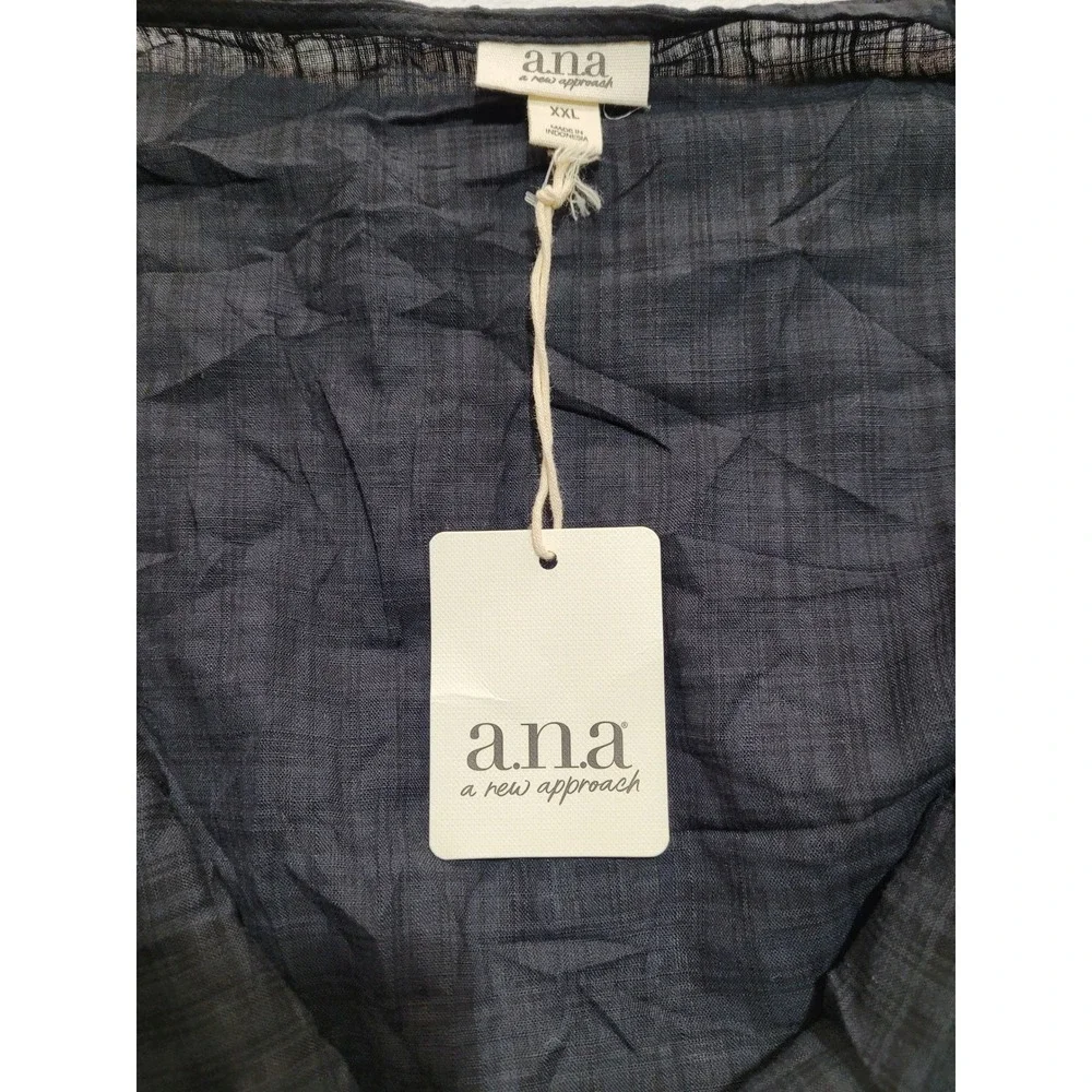 NWT ana Camisole Top Womens XXL black Plaid Ruffle Trim Cotton Rayon Tank Y2K